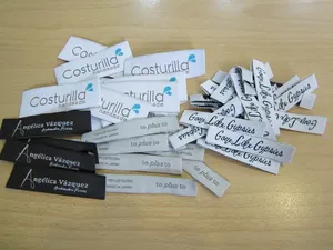 Étiquettes de taille de nom de logo de marque de broderie tissée écologique personnalisée Étiquettes en tissu polyester personnalisées pour vêtements - Product Image 4