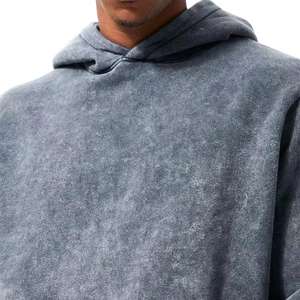 เสื้อวอร์มแบบสวมหัวผ้าซักกรดของผู้ชายเสื้อขนแกะผ้าฝ้าย100% ปรับแต่งโลโก้ได้ - Product Image 3