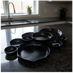 Plato de Servir Metálico Negro de 9 Compartimentos, Vajilla para Bodas, Multiusos, Ecológico, Tazón para Chocolate, Vajilla Elegante - Product Image 3