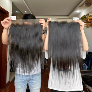 Precio al por mayor producto suizo encaje transparente y encaje HD 13x6 pelo liso Natural Frontal 100% cutícula alineada cabello humano Real - Product Image 4