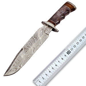 Cuchillo de caza hecho a mano con hoja fija de acero de Damasco, mango de cuerno de búfalo, cuchillos de caza para venta en línea - Product Image 1