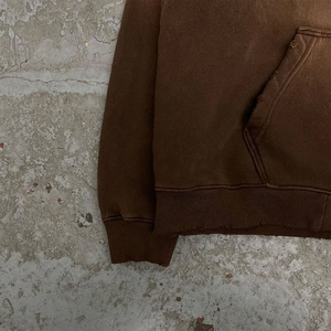 Transpirable de alta calidad de los hombres de peso pesado lavado con ácido de gran tamaño Boxy Fit Zip Hoodie Vintage Sun Faded 100% Cotton Hoodie - Product Image 4