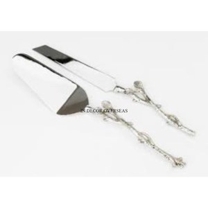 Elegant Look Top Quality Metal High Grade Gold Plated Cake Server And Knife Set With Coasters Designer From Indian Supplier - Product Image 6