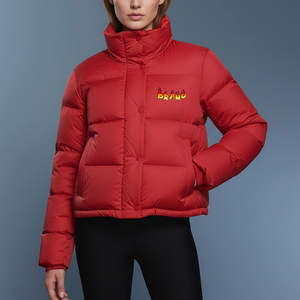 Vestes d'hiver matelassées en gros, couleur rouge unie, tissu respirant, doublure en polyester, rembourrage en coton, imperméables, vestes à bulles - Product Image 1