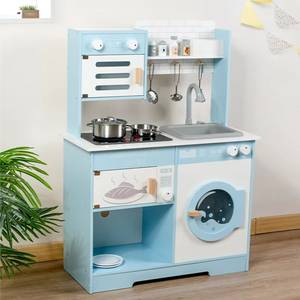 Best-seller Nouveau Classique Bleu <span class=keywords><strong>Cuisine</strong></span> Jouets En Bois Faire semblant Jouer Jouet <span class=keywords><strong>Cuisine</strong></span> Équipé De Robinet D'eau Simulé pour Enfants - Product Image 2