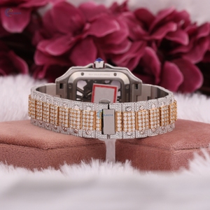 Squelette de luxe entièrement glacé montre pour hommes deux tons laboratoire diamant personnalisé Hip Hop montre-bracelet - Product Image 3