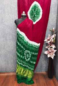 Sari Gajji Bandhani pur fait main, teinture à la main, Lagadi Patta, traditionnel indien, ethnique, fête, fournisseur en gros - Product Image 3