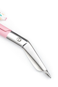 Pink Lister Bandage Scissor Personalizado <span class=keywords><strong>OEM</strong></span> Descartável Enfermeira Lister Bandage Scissors Único Uso Manual Instrumentos Cirúrgicos - Product Image 5