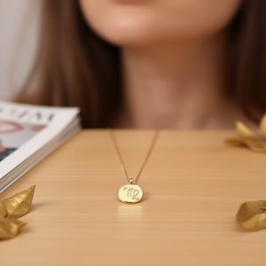 Collar Virgo con Colgante de 1.5 cm, Chapado en Oro, Acero Inoxidable, para Mujer, Estilo Minimalista para Uso Diario - Product Image 2
