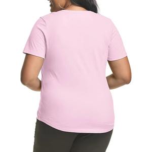 Camiseta de talla grande personalizada para mujer de talla grande de EE. UU., 4XL, 5XL, 6XL, camiseta de manga corta con cuello en V de talla grande para mujer, logotipo de diseño personalizado - Product Image 2