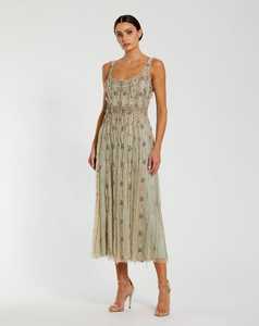 Strapless Maxi Dress Embellished Pearls <b>Beading</b> Embroidery Modest A-Line Silhouette Natural <b>Waist</b> Simple Fashion Front Crepe - Product Image 2