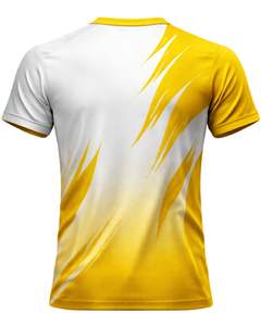 Customized <b>Men</b> V Neck Sports T <b>Shirt</b> White <b>Yellow</b> Gradient Printed Polyester Quick Dry Breathable Athletic Jersey OEM Wholesale - Product Image 2
