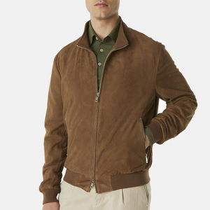 Chaqueta de Motociclista de Gamuza Genuina de Exportación Directa de Fábrica para Hombre, Prenda Exterior Estilo Motociclista Ecológica con Logotipo Frontal en Tela de Lona - Product Image 2