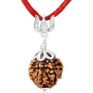 Colgante de Rudraksha de Cuatro Caras 100% Original Certificado de Nepal, Gemas Ganesh JI Arihant, Chapado en Oro de 18K, Colgante de Plata de 18K, 4 Caras, Regalo - Product Image 2
