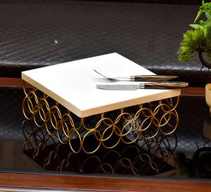 Wonderful Royal <b>Cheap</b> Decorative Metal Iron Rod Rectangle Hanging <b>Cake</b> <b>Stand</b> With Swing Plain Base Gold for Anniversary Parties - Product Image 4