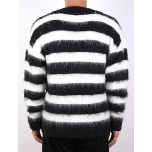 Pull en mohair à rayures ample pour homme, best-seller, respirant, lourd, confortable, col rond - Product Image 4