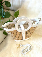 Sac paille de Vienne, cuir véritable fabriqué en Italie, sac seau, sac à main d'été, sac paille, sac en cuir italien, sac paille, rotin