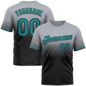 Venta al por mayor Direct shirts Engro Ropa deportiva industria camisetas Custom Grey Teal-Black Fade Fashion Performance T-Shirt - Product Image 1