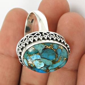 Natural Green Copper <b>Turquoise</b> Gemstone 925 Sterling Silver Oval Shape <b>Ring</b> for Woman Girls Handmade Jewelry Wholesale Suppliers - Product Image 4