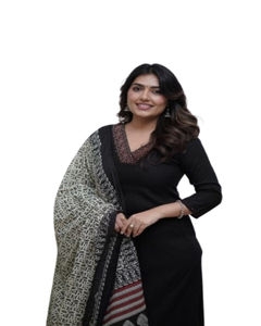 Belle tenue de soirée pour femme de bureau en dentelle Jacquard Dupatta imprimé solide-Ensemble haut-bas brodé en viscose Reyon pour le printemps - Product Image 1