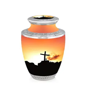 โกศบรรจุอัฐิสีชมพูอ่อน โกศที่ระลึกสมัยใหม่ลายดอกบัว โกศโลหะทำมือสำหรับจัดแสดงที่บ้าน - Product Image 6