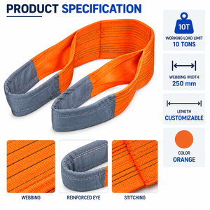 Sangle de levage œil à œil en polyester 10 tonnes, robuste, fabriquée au Vietnam pour les acheteurs en gros, sécurité 5:1 - Product Image 4