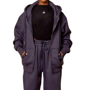 Sweats à capuche surdimensionnés personnalisés pour femmes, vente en gros, logo personnalisé, marque privée, ensemble de vêtements de rue en molleton à fermeture éclair pour les marques de vêtements américaines - Product Image 1