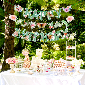 SUNBEAUTY <strong>Spring</strong> Happy Birthday Banner Green <strong>Spring</strong> Butterfly Flowers Banner Summer <strong>Spring</strong> Butterfly Birthday Party <strong>Decorations</strong> - Product Image 3