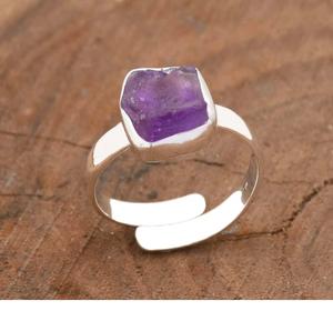 Anillo de amatista cruda Plata de Ley 925 Piedra púrpura natural Regalo para ella - Product Image 4