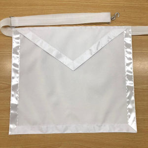 Tablier maçonnique uni blanc personnalisé avec tissu personnalisé brodé à la main et insignes maçonniques au point de croix et à l'aiguille - Product Image 4