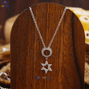 Colgante de diamante de corte brillante redondo TDW 0,17 con cadena de oro blanco certificado/no certificado Diamante Cvd Joyería de diamantes - Product Image 1