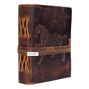 Journal en cuir cheval cahier en relief à la main en cuir relié Journal Deckle bord papier avec Old Fashioned - Product Image 1