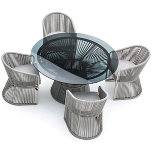 Conjunto de Muebles de Jardín Modernos de Ratán Resistente a los Rayos UV, Ecológicos, con Cojines Impermeables, para Hotel, Parque, Sala de Estar, Aplicaciones en Villas - Product Image 1