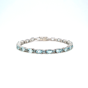 Pulsera de tenis de Plata de Ley 925 hecha a mano, fantástica piedra preciosa aguamarina, estilo clásico para fiesta de boda o regalo para mujer - Product Image 2