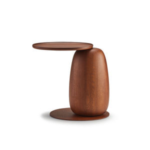 Mesa Auxiliar Moderna en Forma de C de Madera Maciza de Nogal, Mesa de Diseño Escultural en Forma de Piedra con Almacenamiento Oculto, Ideal para el Dormitorio - Product Image 4