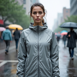 Chaqueta de lluvia de Color sólido para mujer, abrigo corto cortavientos liso personalizado para mujer, capucha con bolsillo, chaquetas cortavientos para mujer - Product Image 2