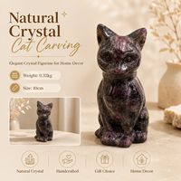 Doğal Kristal Kedi Figürü El Yapımı Cilalı Değerli Taş Kedi Heykeli Oturma Odası Ofis Dekoru ve Koleksiyoncular İçin