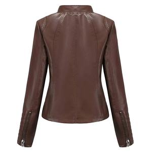 Ladies genuine leather <b>jacket</b> fashion outerwear slim fit coat with long sleeves for autumn and winter daily wear - Product Image 6