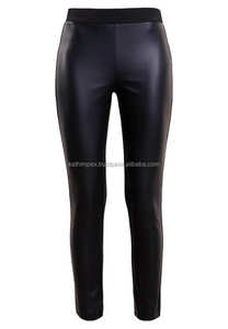 Vente chaude noir Chic Faux cuir pantalon droit pour les femmes Pull taille haute Stretch Fit poches décontracté élégance Streetwear - Product Image 6