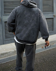 Survêtement délavé à l'acide, surdimensionné et épais, survêtement 100% coton, pull pour hommes, avec logo imprimé bouffant personnalisé, nouvel arrivage - Product Image 4