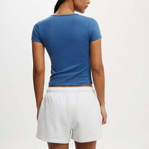 Por encargo precio barato conjunto de las mujeres sólido 2 piezas Set disponible camiseta con pantalones cortos 100% Material de algodón ligero transpirable - Product Image 5