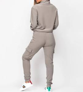 Survêtements pour femmes de haute qualité Survêtements respirants légers pour femmes Taille personnalisée solide et couleur ensemble de deux pièces - Product Image 2