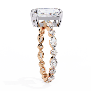 Anillo de diamantes naturales Three Stone Supply para mujer en oro rosa ideal para colecciones nupciales y pedidos de joyería personalizados para la venta - Product Image 2