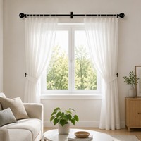 Tringle à rideau simple noire mate, réglable et télescopique, pour chambre, bureau, hôtel