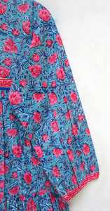 2023 dernière conception luxueuse coton Floral main bloc imprimé Vintage bohème Maxi robe pour les femmes fabriqués à la main robes décontractées - Product Image 4