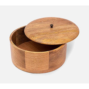 Boîte à roti en bois de manguier de haute qualité avec couvercle en métal finition or et bouton décoratif en forme d'oiseau, casserole en bois écologique pour chapati - Product Image 6
