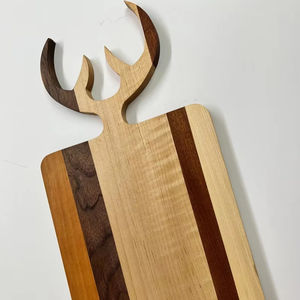 Planche à découper en bois d'acacia rustique haut de gamme avec bords biseautés Ensemble de planche à fromage en acier inoxydable pour la cuisine - Product Image 1