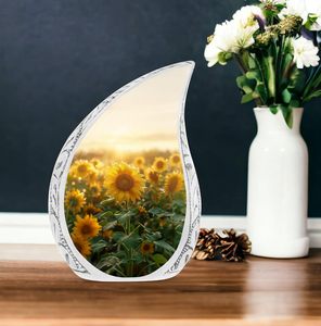 Campo de girasol Lágrima de metal Tamaño adulto Urna de cremación Estilo americano Urna funeraria decorativa Suministros al por mayor - Product Image 5