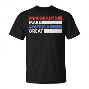 Camiseta para Inmigrantes: Haces América Grande de Nuevo, Diseño Inspirado en la Bandera Americana para Promociones - Product Image 2