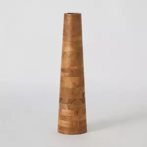 Vase en bois haut, décoration minimaliste, art de tournage du bois artisanal, accent d'intérieur moderne, matériau naturel, élégant et sculptural - Product Image 1